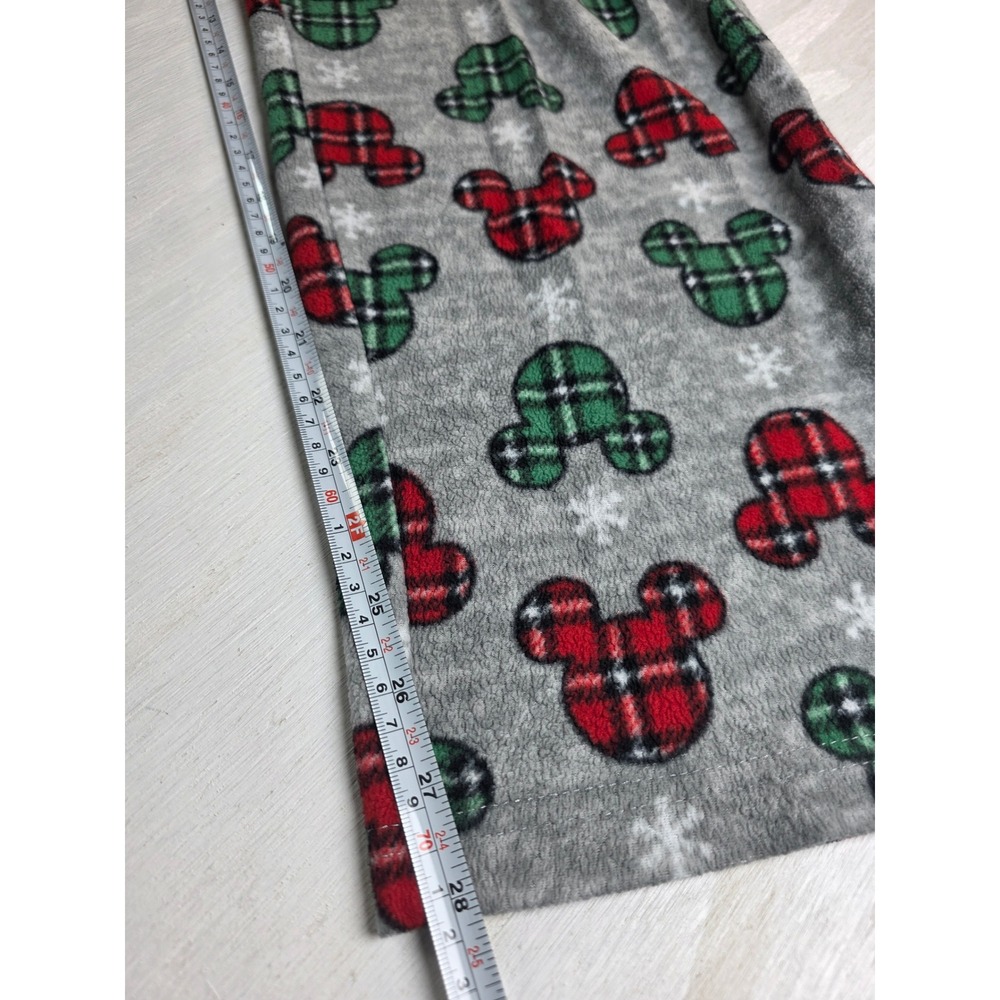 Disney Mickey Mouse Pajama Pants Large Grey Plaid Fleece Christmas Holiday Sleep - Picture 5 of 5
